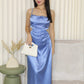 Camille Cut In Satin Dress (Blue)