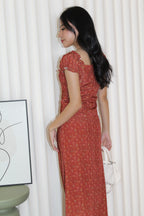 Ramie Floral Maxi Dress (Red)