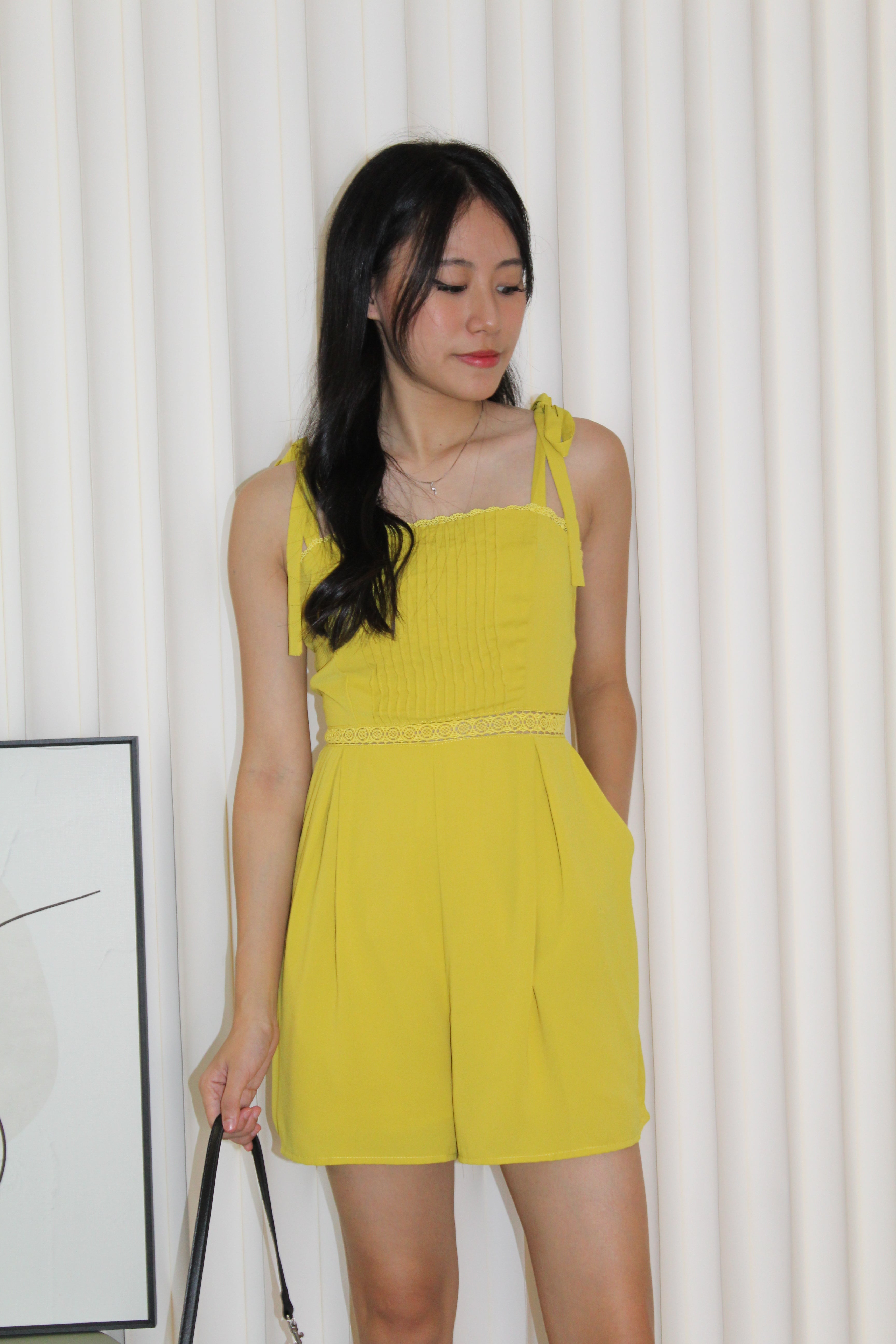 Emma Pleated Romper (Yellow)