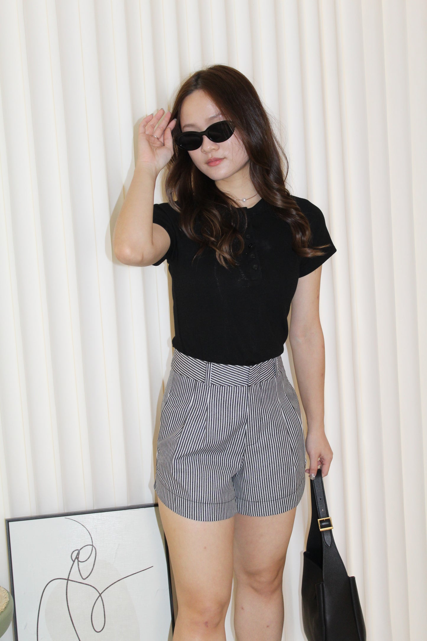Raven Stripes A-Line Shorts (Cream)