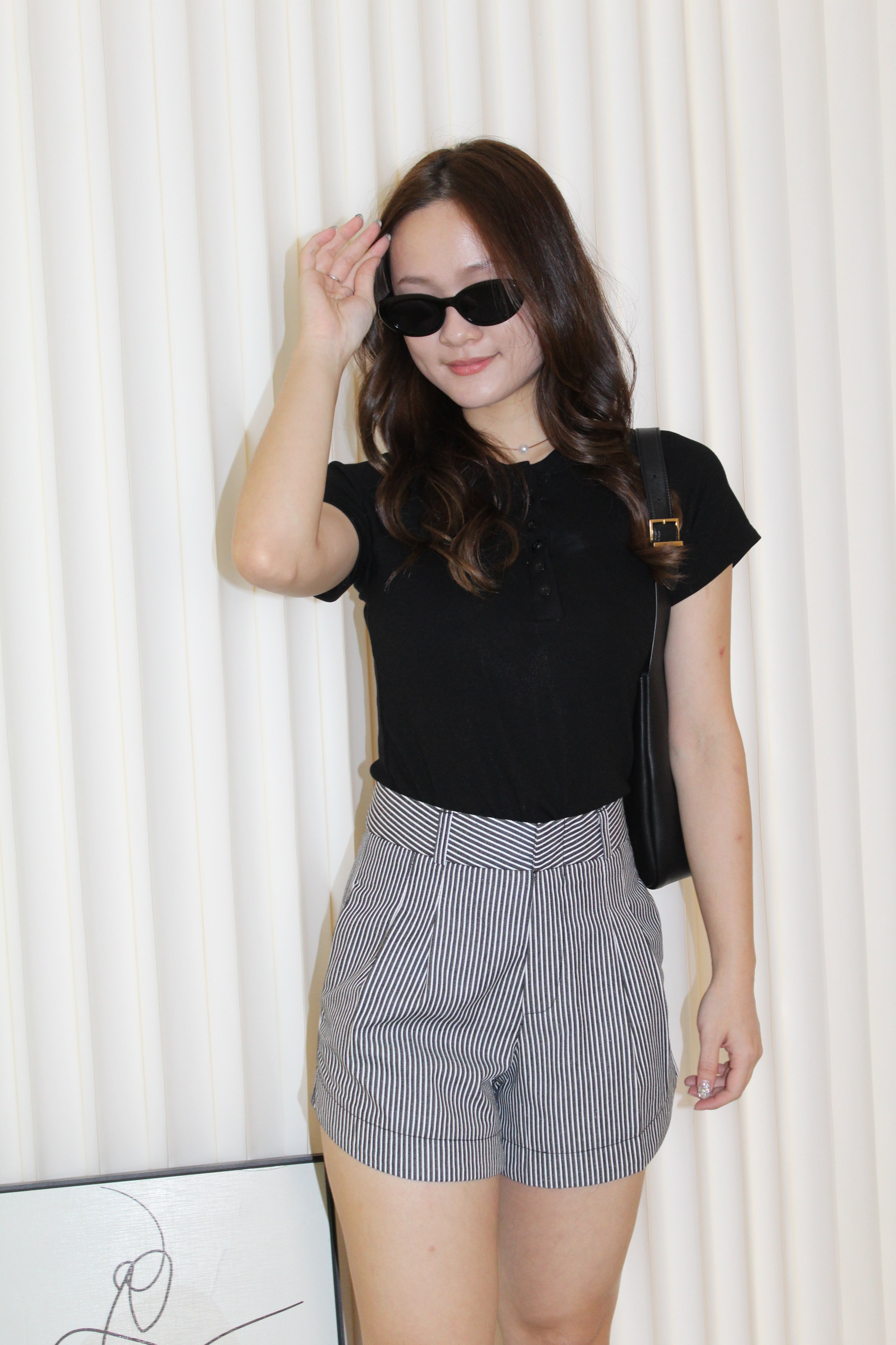 Raven Stripes A-Line Shorts (Black)
