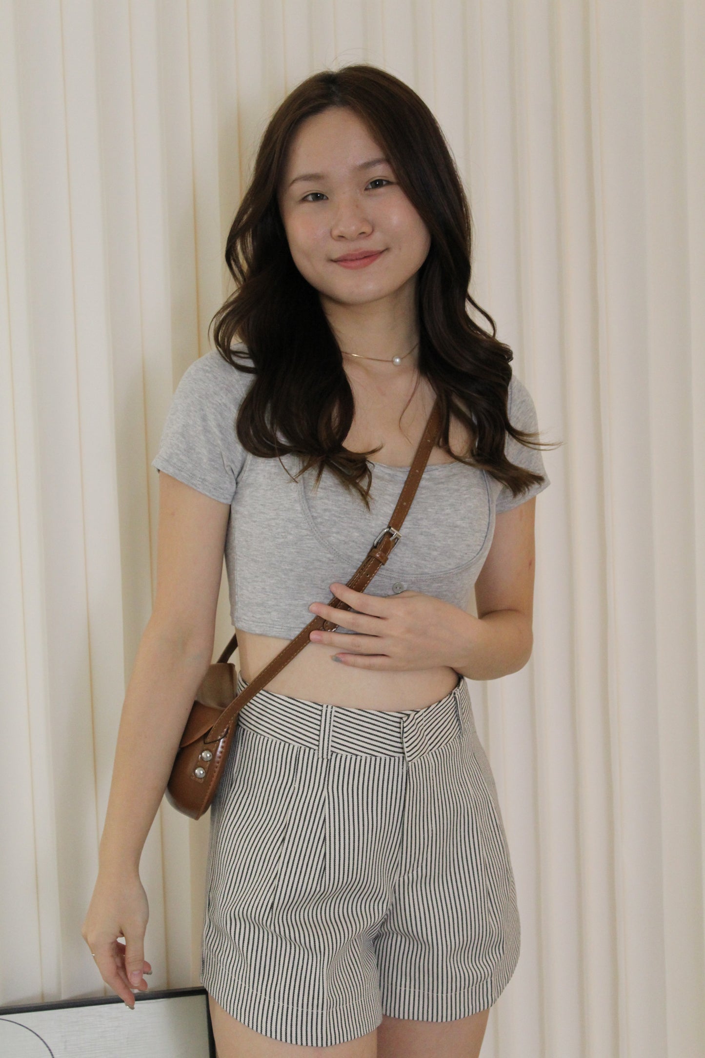 Raven Stripes A-Line Shorts (Cream)