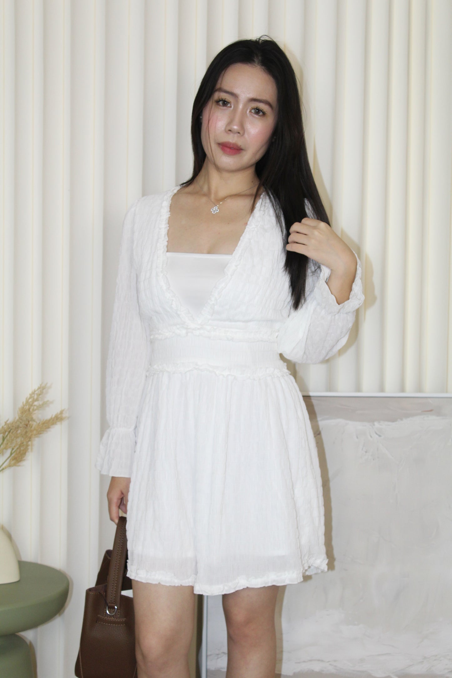 Aria V Neck Romper (White)