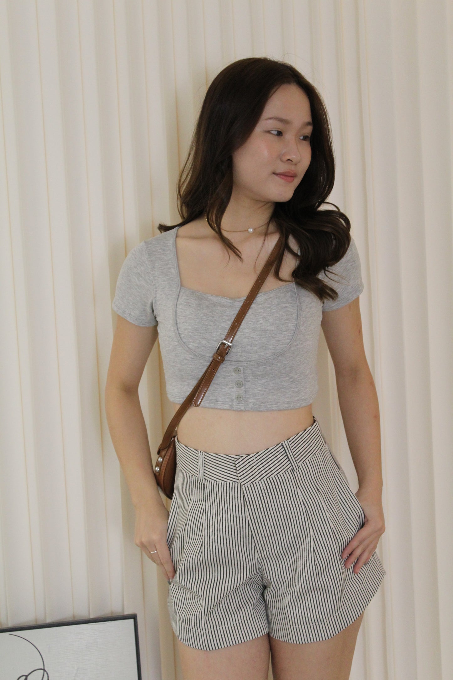 Raven Stripes A-Line Shorts (Cream)