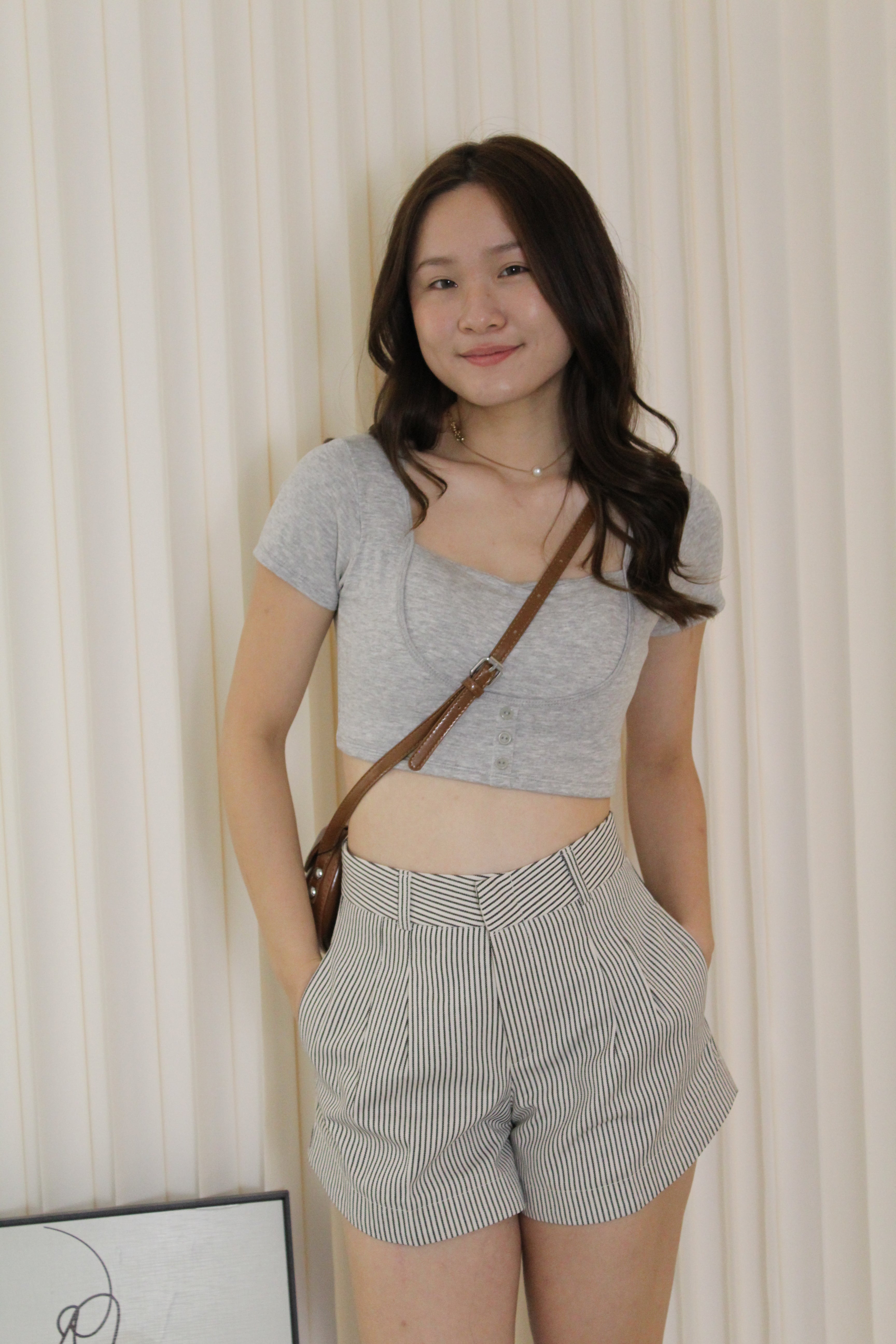 Raven Stripes A-Line Shorts (Cream)