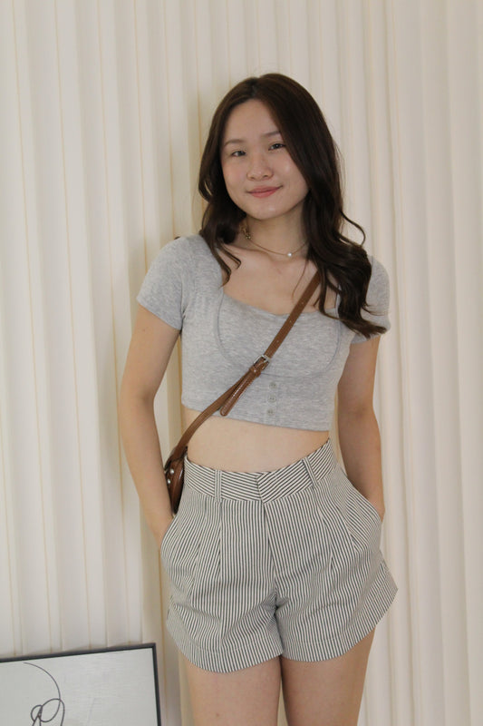 Patricia Padded Crop Top (Grey)