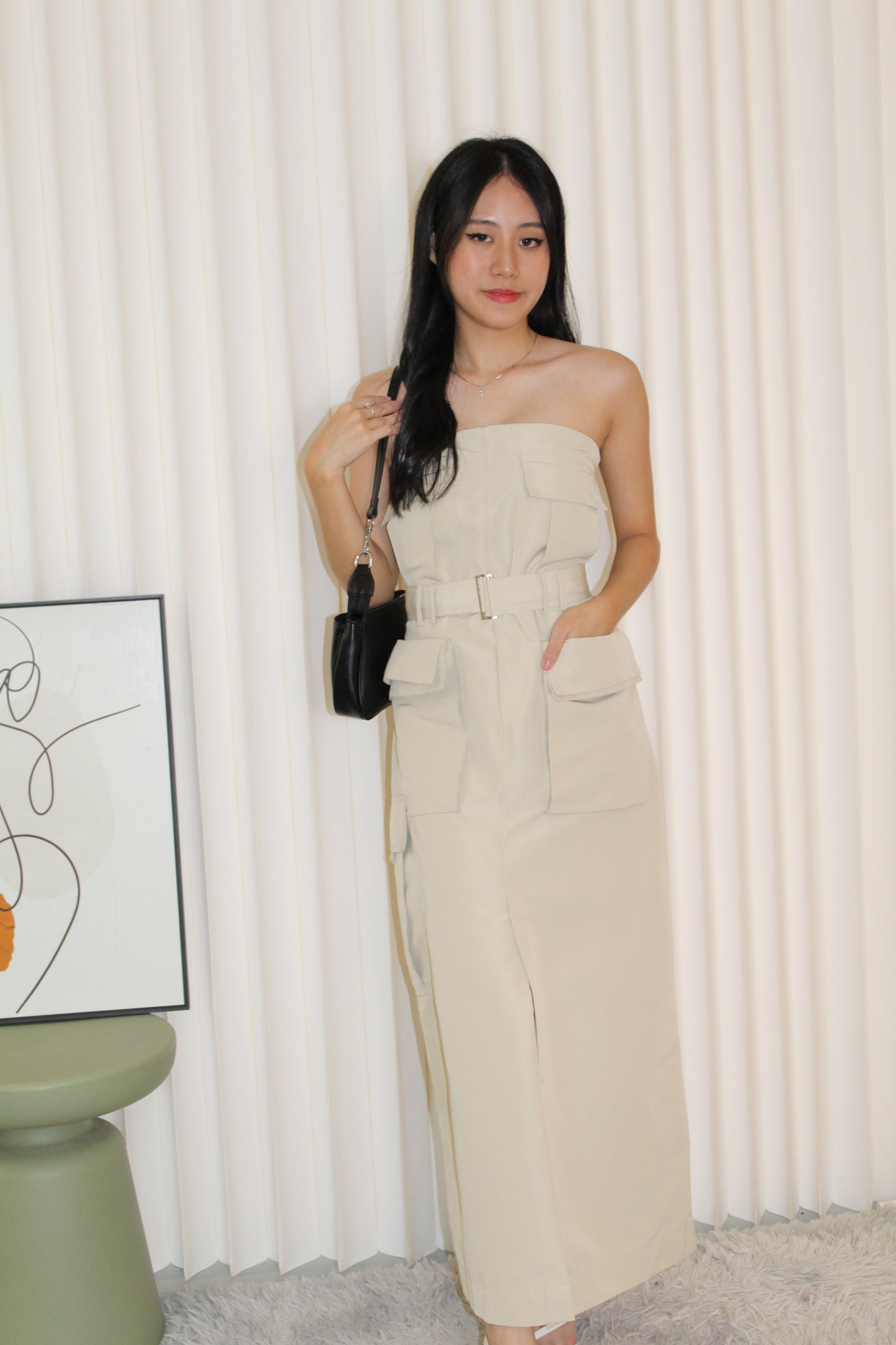 Maeve Cargo Tube Dress (Cream)