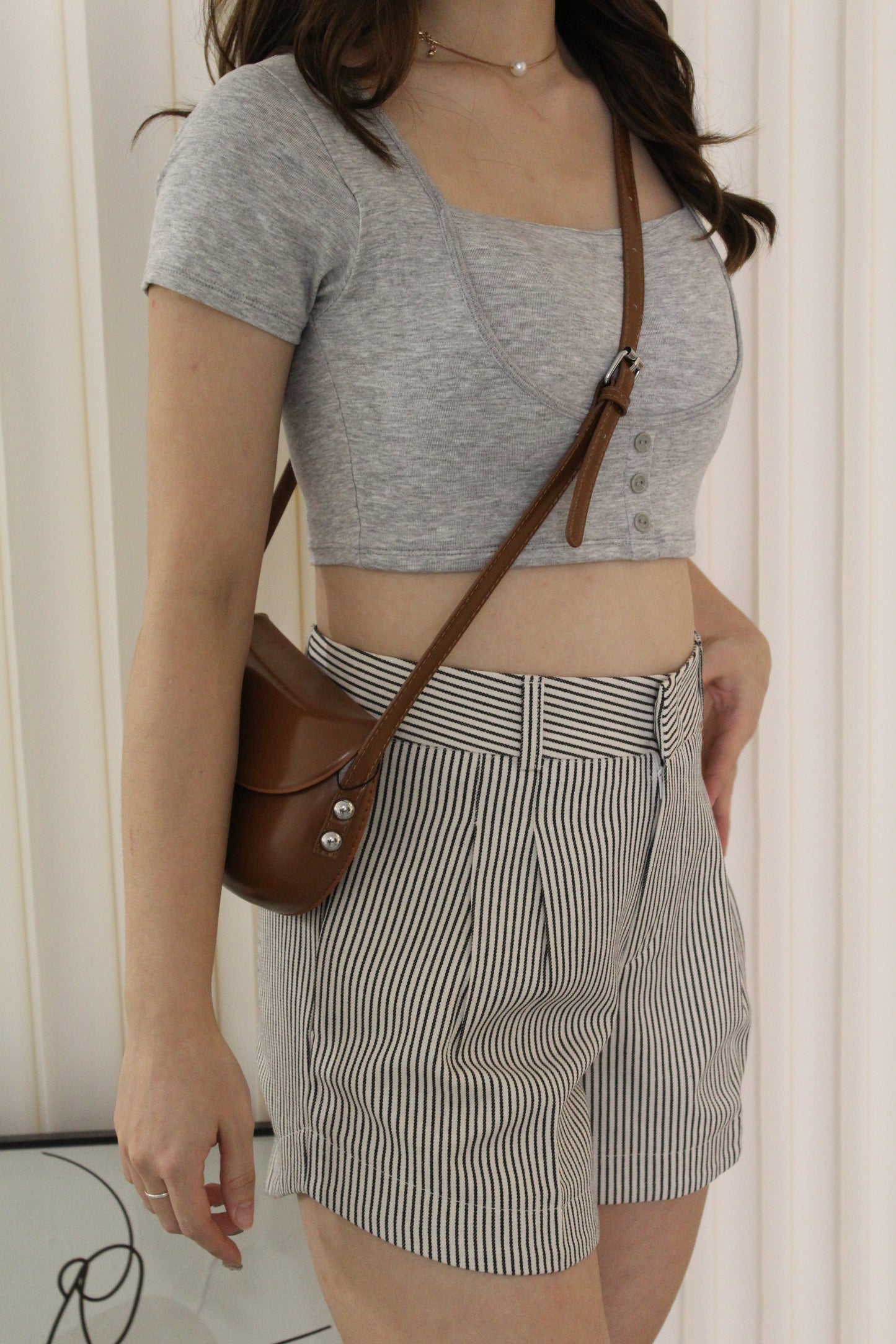 Raven Stripes A-Line Shorts (Cream)