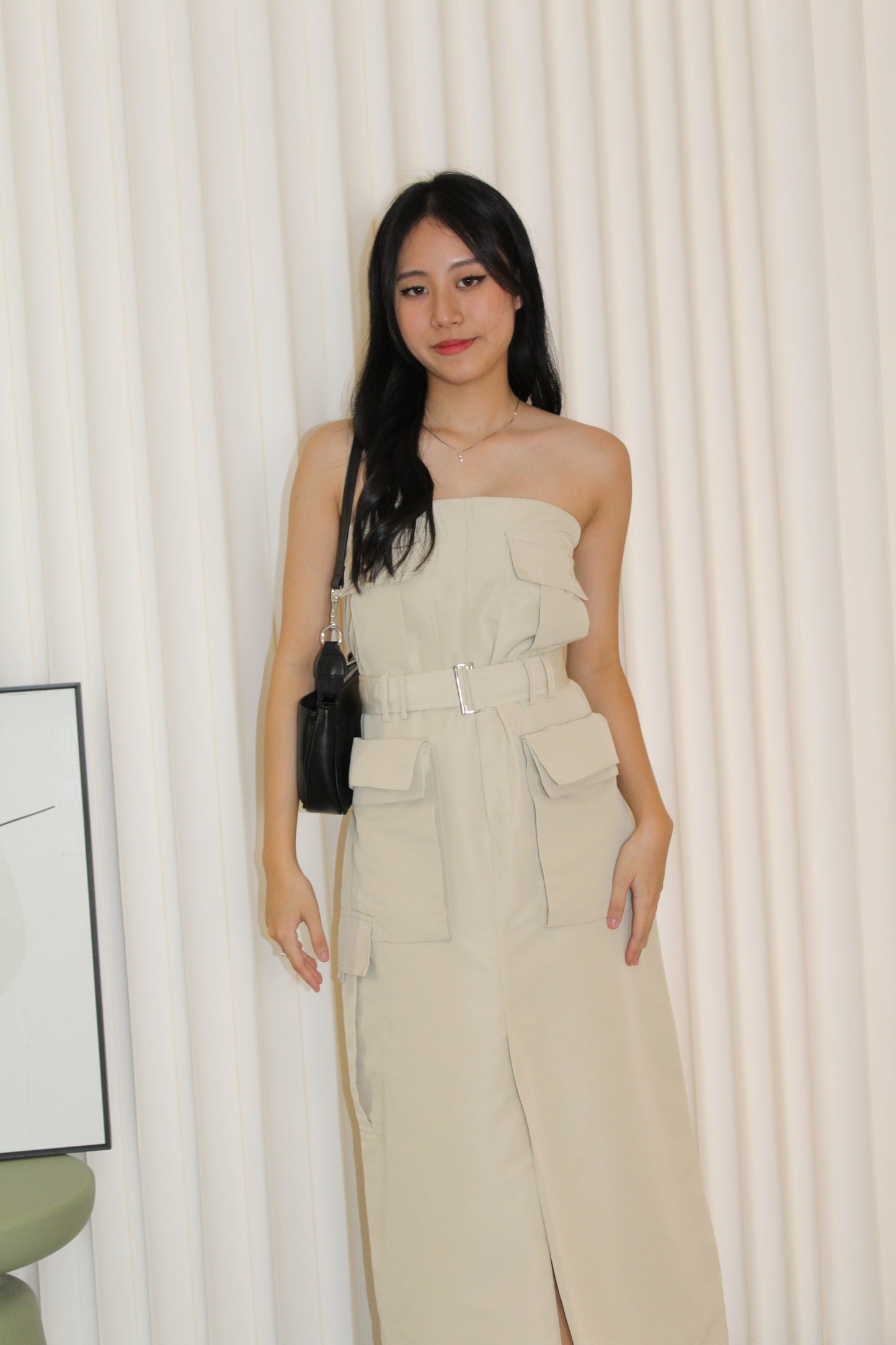 Maeve Cargo Tube Dress (Cream)