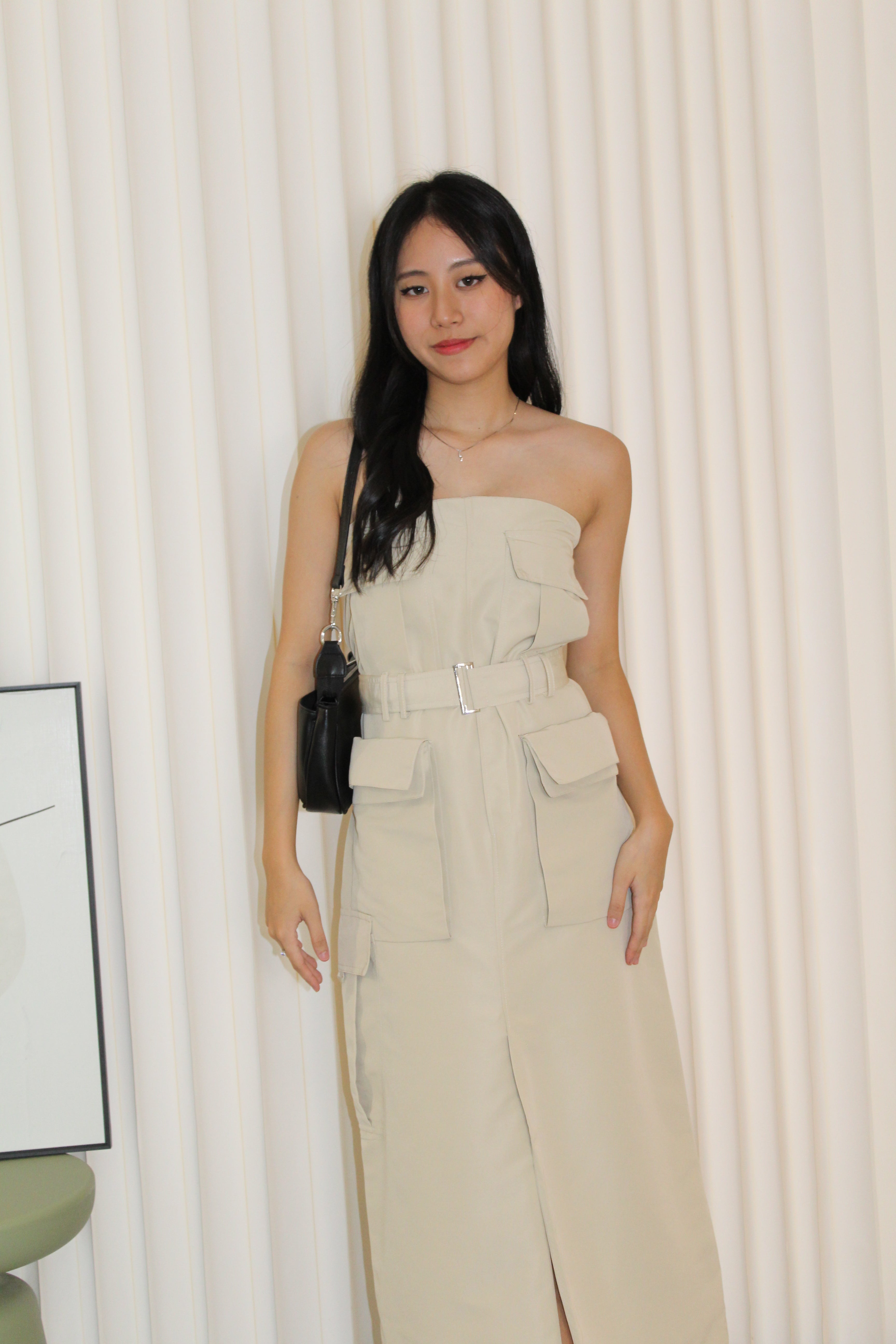 Maeve Cargo Tube Dress (Cream)
