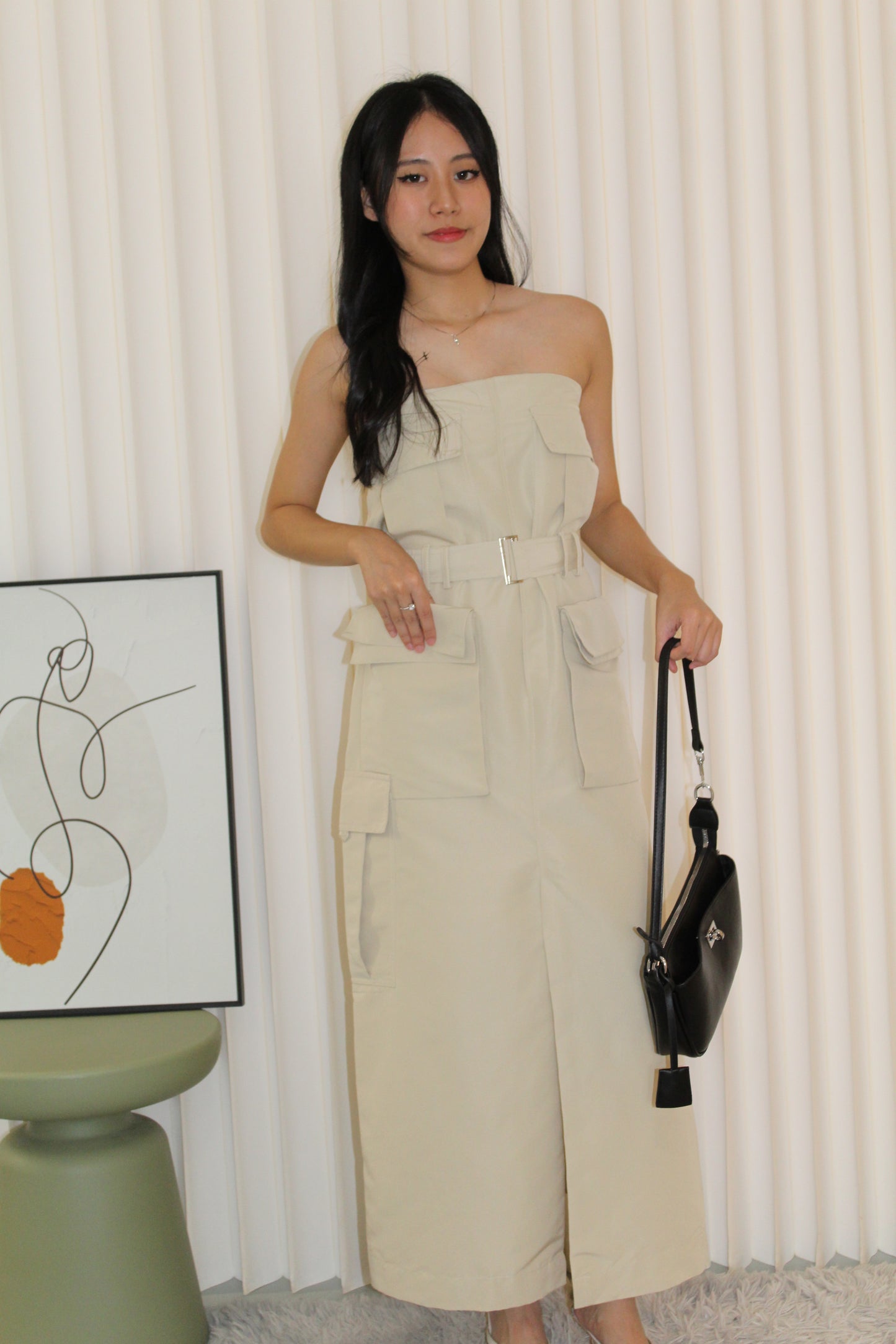 Maeve Cargo Tube Dress (Cream)
