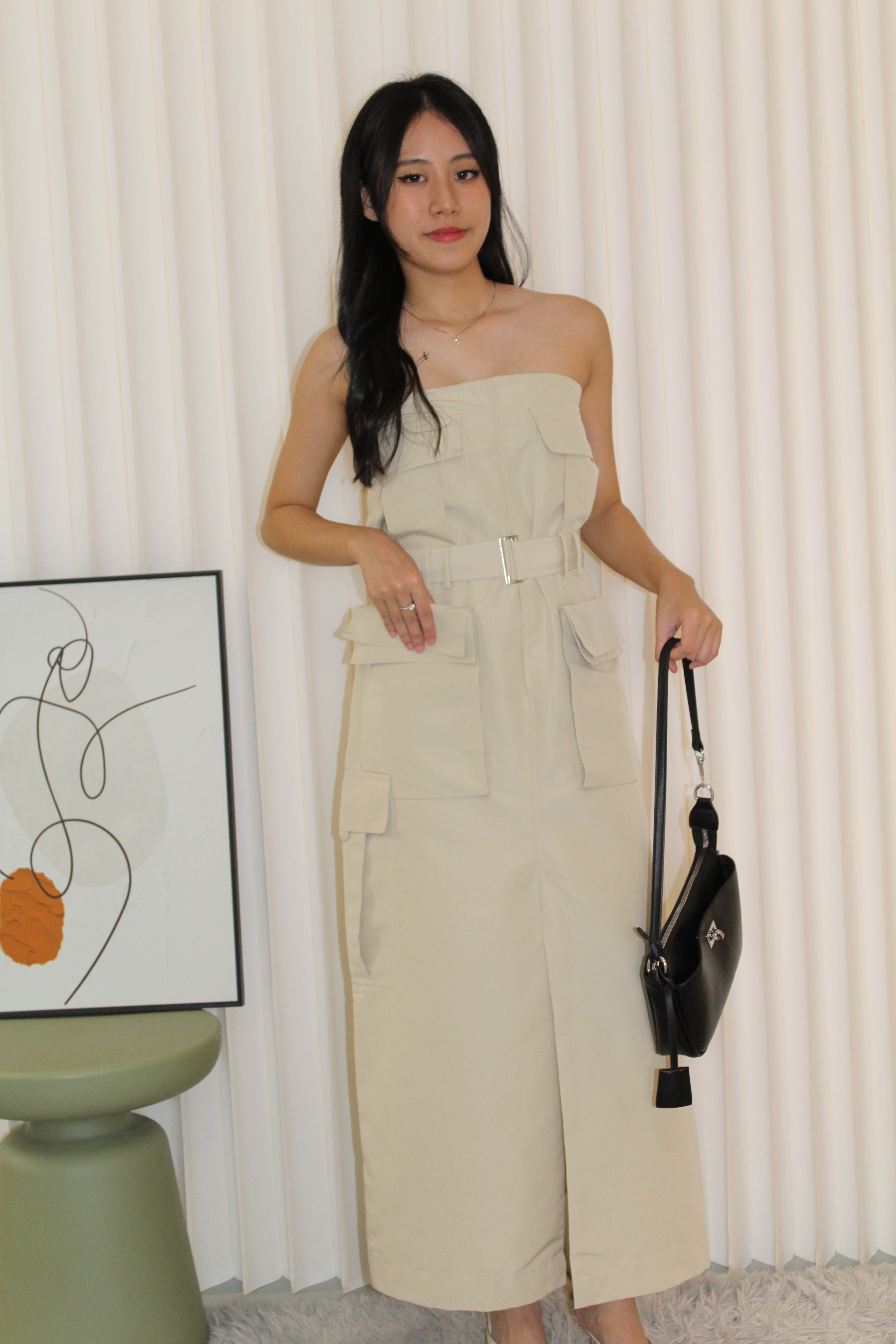 Maeve Cargo Tube Dress (Cream)