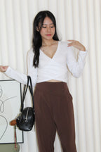 Amber Cross Long Sleeve Top (White)