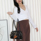 Amber Cross Long Sleeve Top (Khaki)