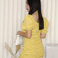 Nyssa Puff Sleeve Ruched Dress (Yellow)