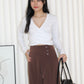Amber Cross Long Sleeve Top (Khaki)