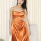 Camille Cut In Satin Dress (Brown)