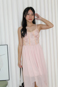 Attiya Floral Chiffon Midi Dress (Pink)