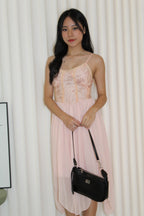 Attiya Floral Chiffon Midi Dress (Pink)