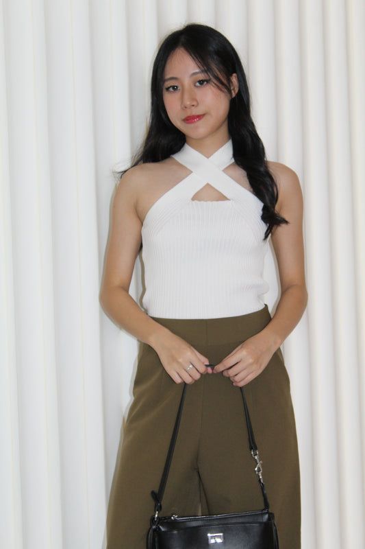 Raelynn Knit Cross Top (White)