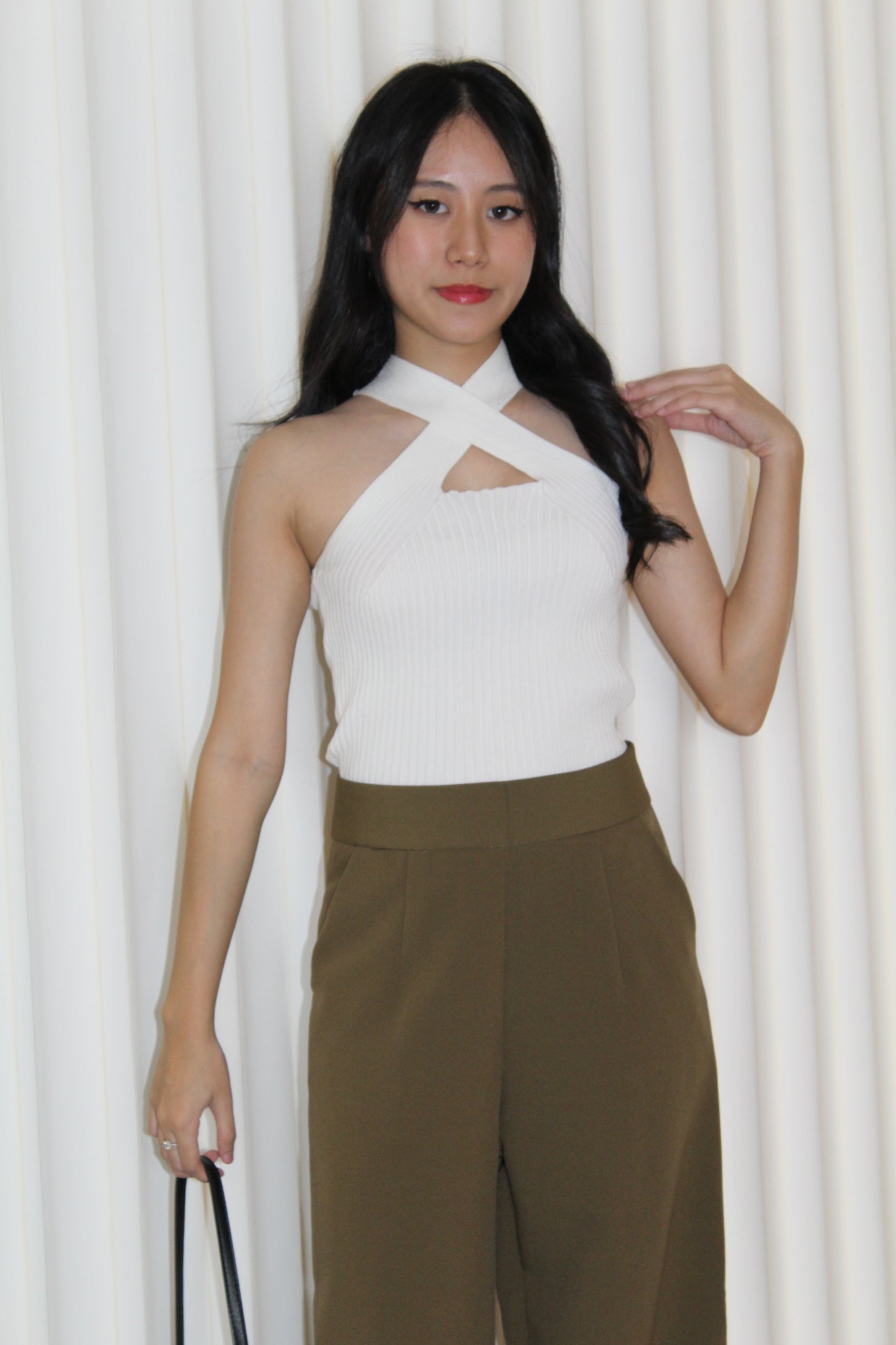 Raelynn Knit Cross Top (White)