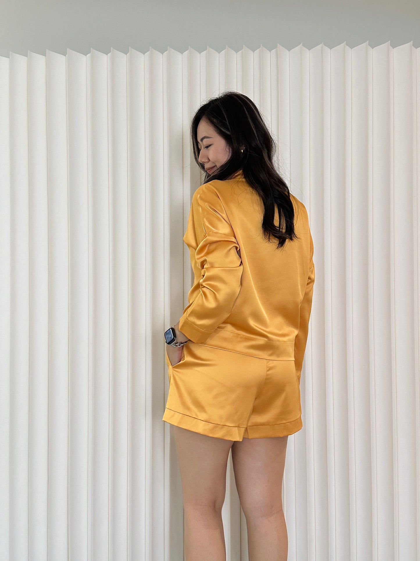 Tang Cheongsam Satin Shorts (Yellow)