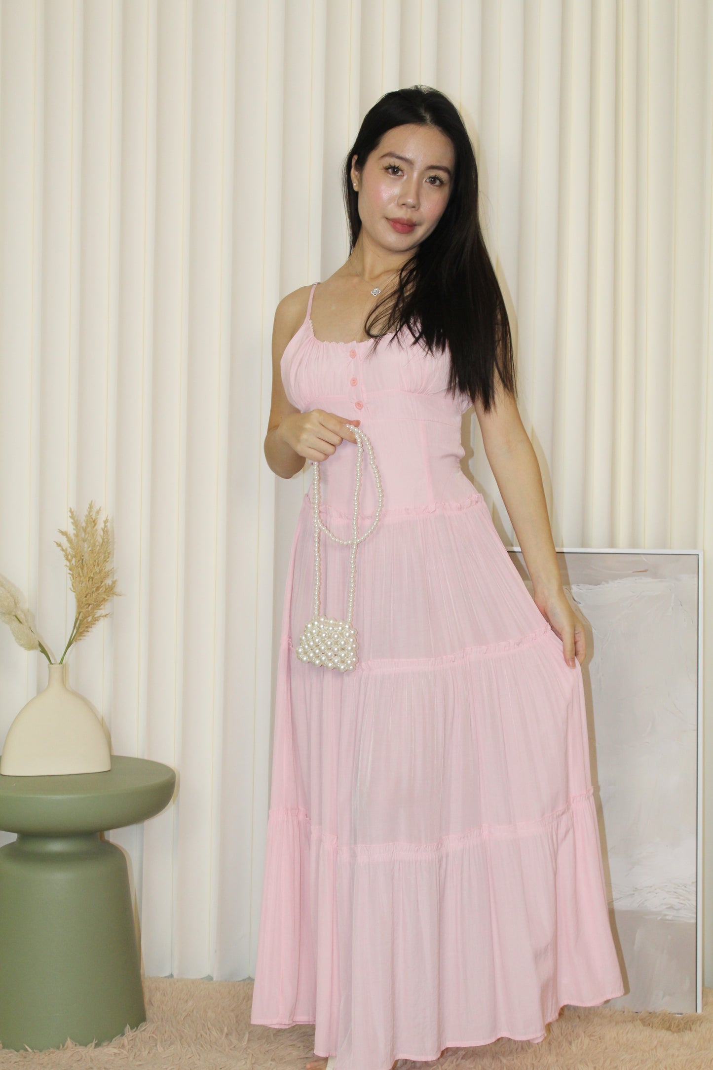 Regina Layered Midaxi Dress (Pink)