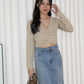 Amber Cross Long Sleeve Top (Khaki)