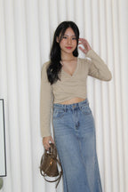 Amber Cross Long Sleeve Top (White)