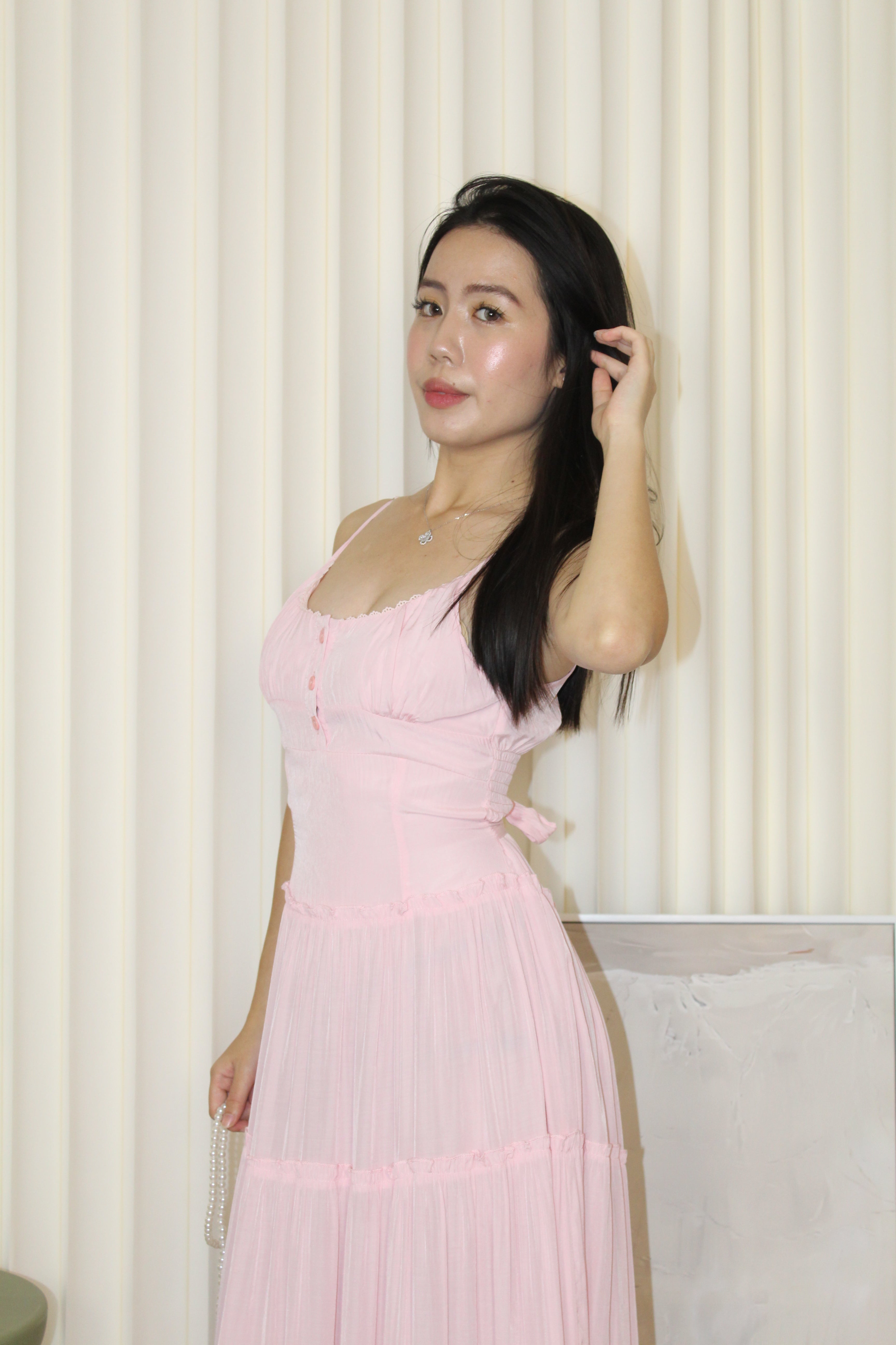 Regina Layered Midaxi Dress (Pink)