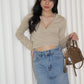 Amber Cross Long Sleeve Top (Khaki)