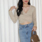 Amber Cross Long Sleeve Top (Khaki)