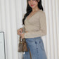 Amber Cross Long Sleeve Top (Khaki)