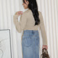 Amber Cross Long Sleeve Top (Khaki)