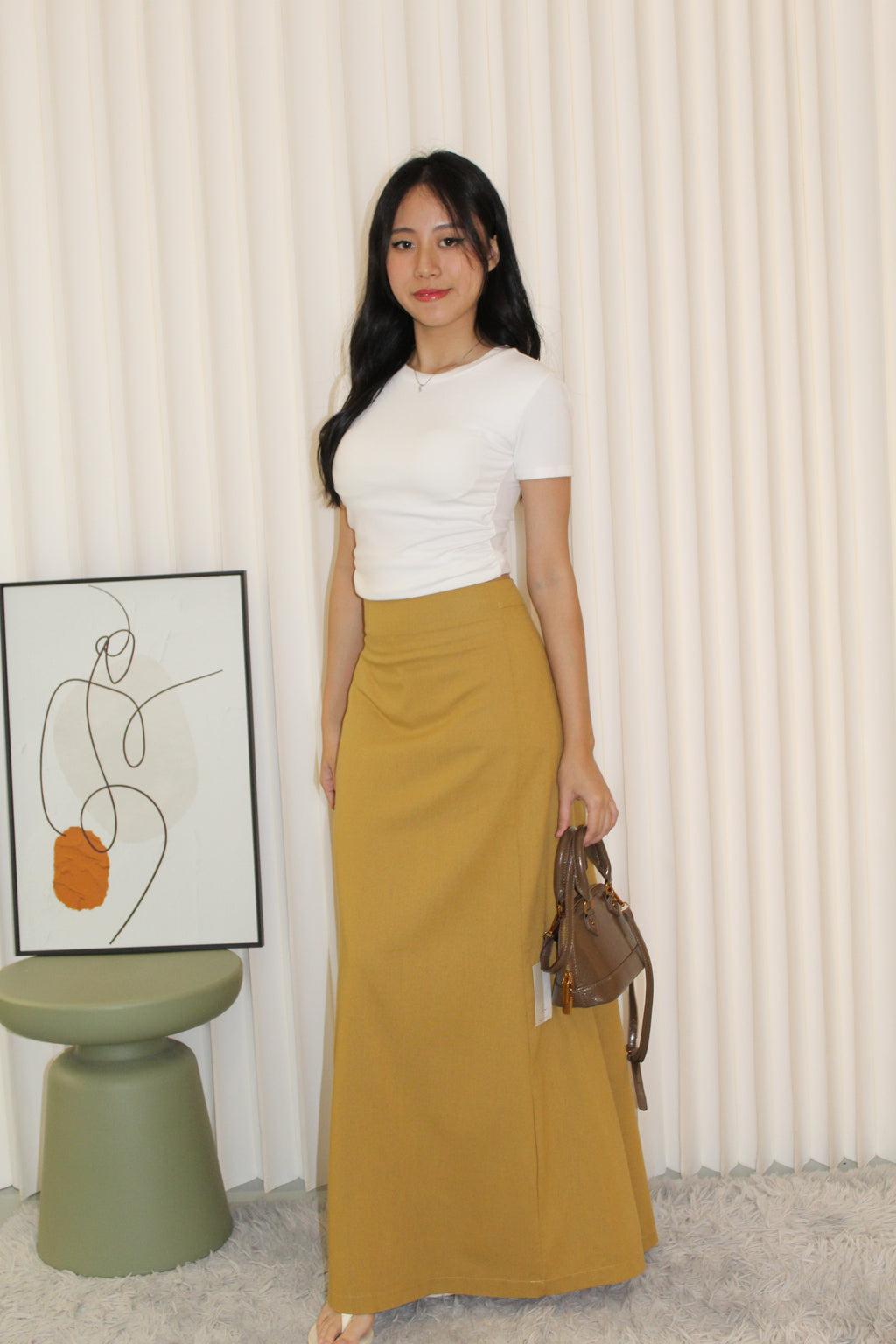 Chammer Cotton Maxi Skirt (Brown)