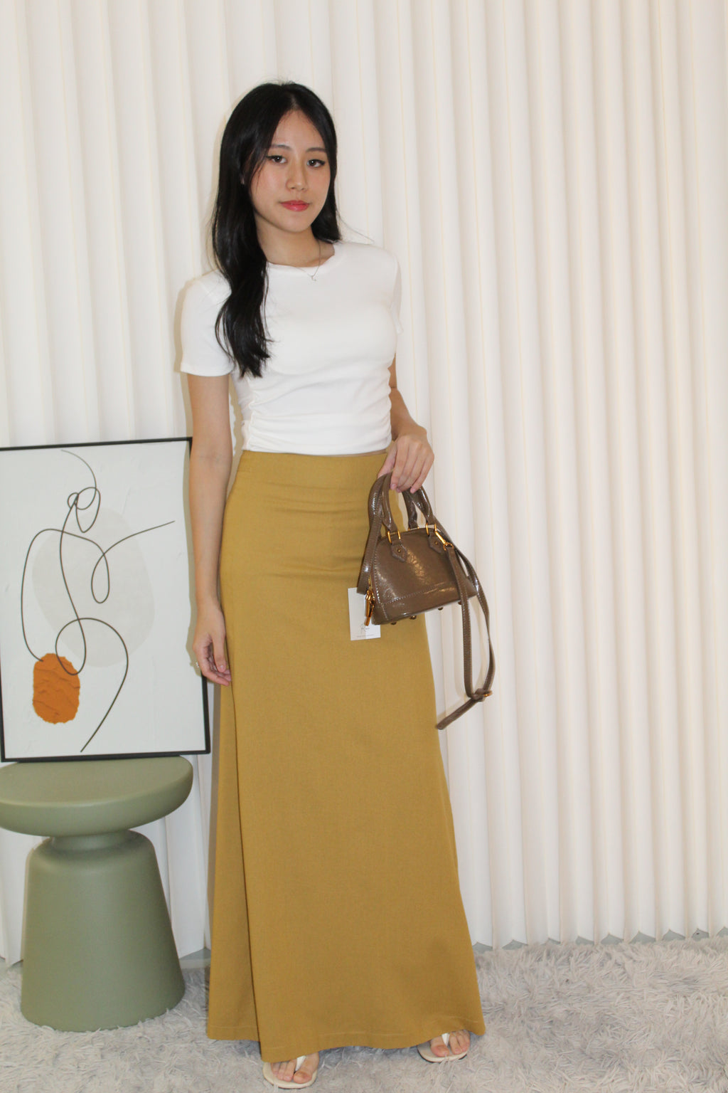 Chammer Cotton Maxi Skirt (Brown)
