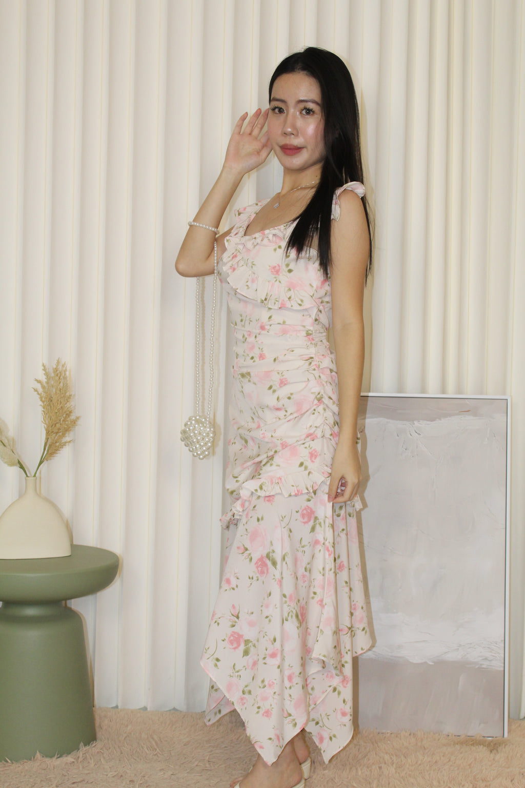 Alice Floral Midi Dress (Blue)