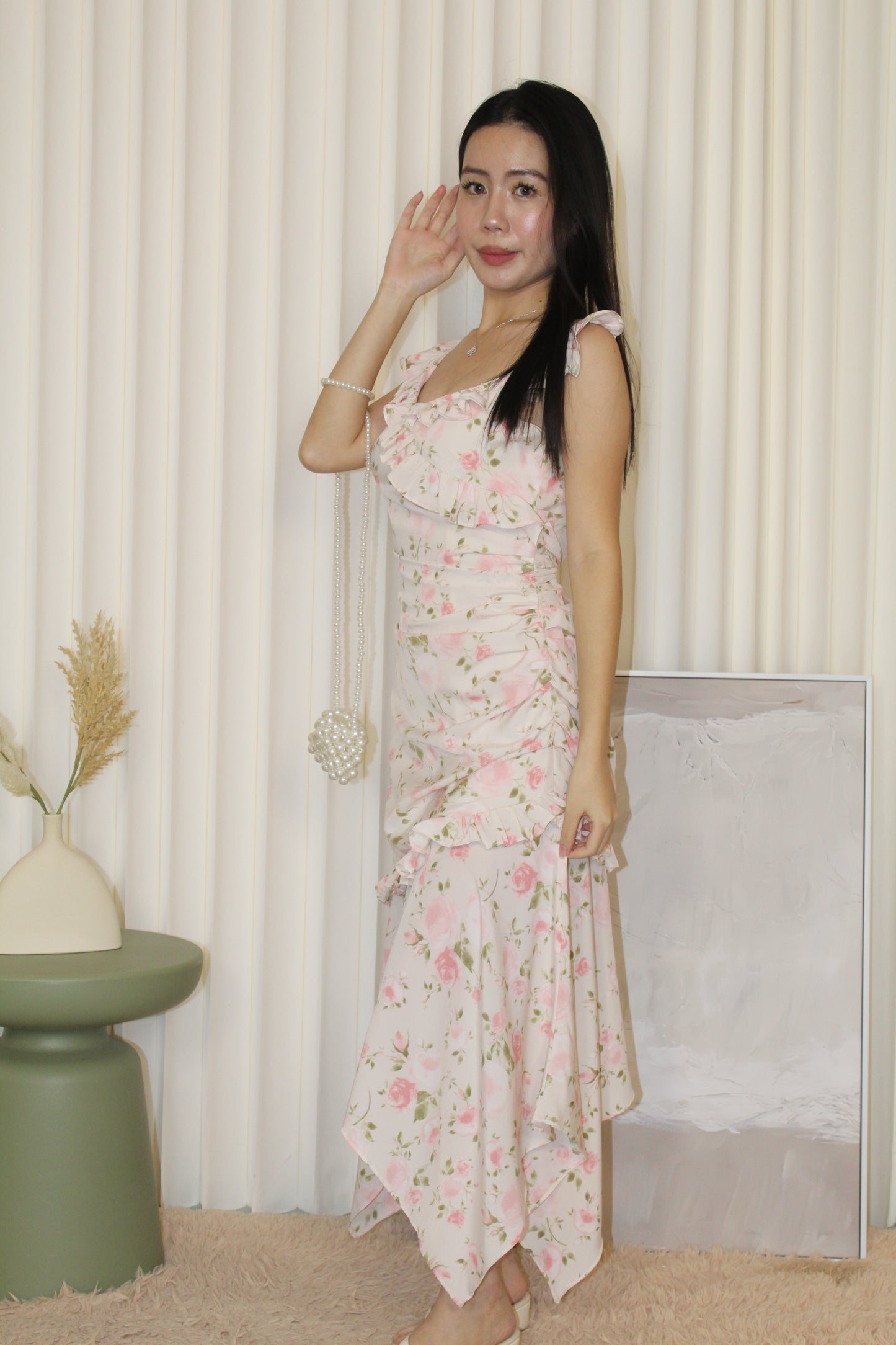 Alice Floral Midi Dress (Cream)