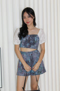 Luca Floral Two Piece Shorts Set (Dark Blue)