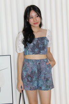 Luca Floral Two Piece Shorts Set (Dark Blue)