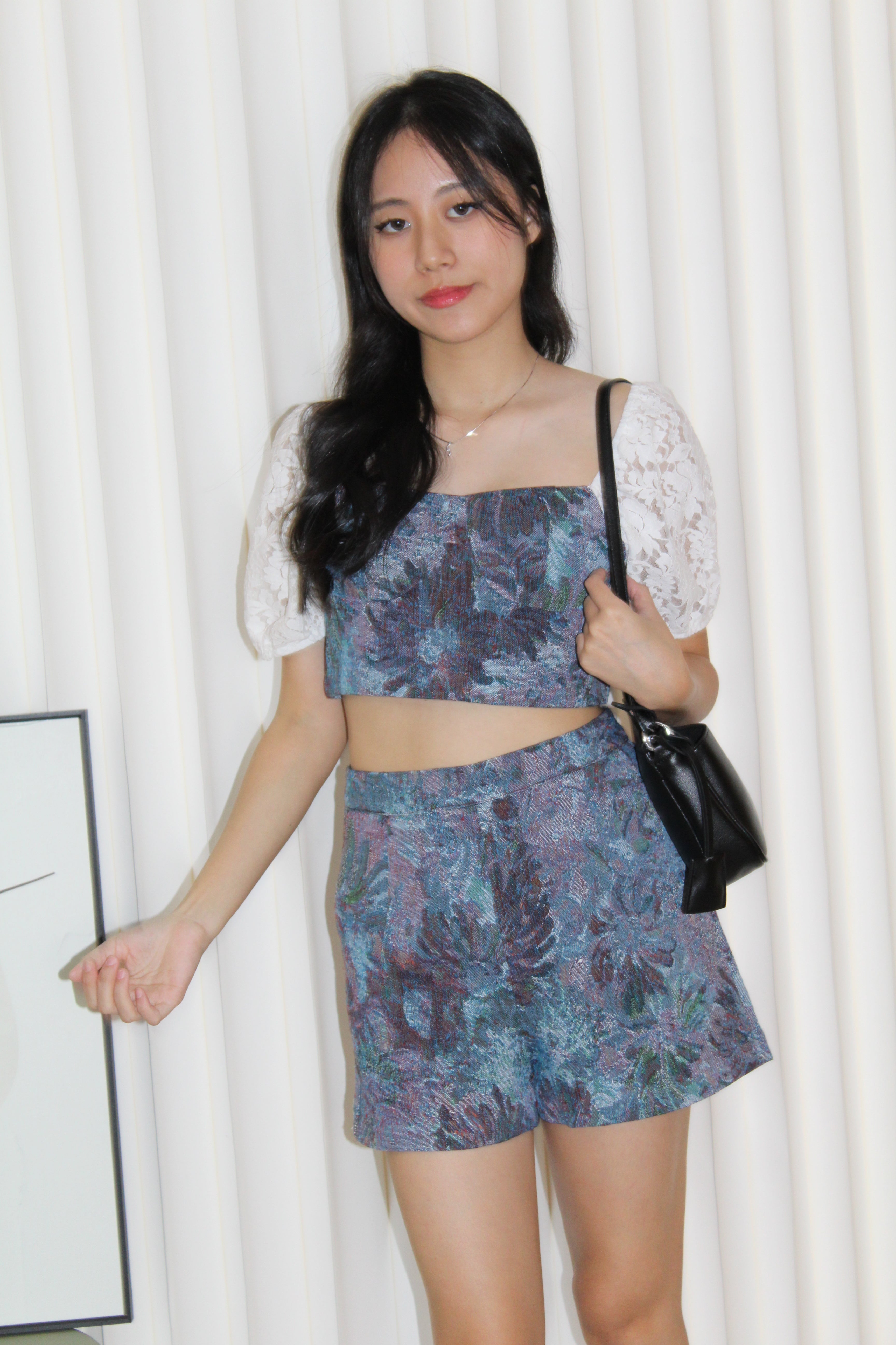 Luca Floral Two Piece Shorts Set (Dark Blue)