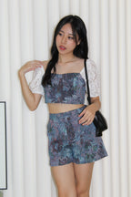 Luca Floral Two Piece Shorts Set (Dark Blue)