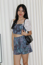 Luca Floral Two Piece Shorts Set (Dark Blue)