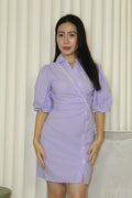 Elsa Checked Collared Mini Dress (Lilac)