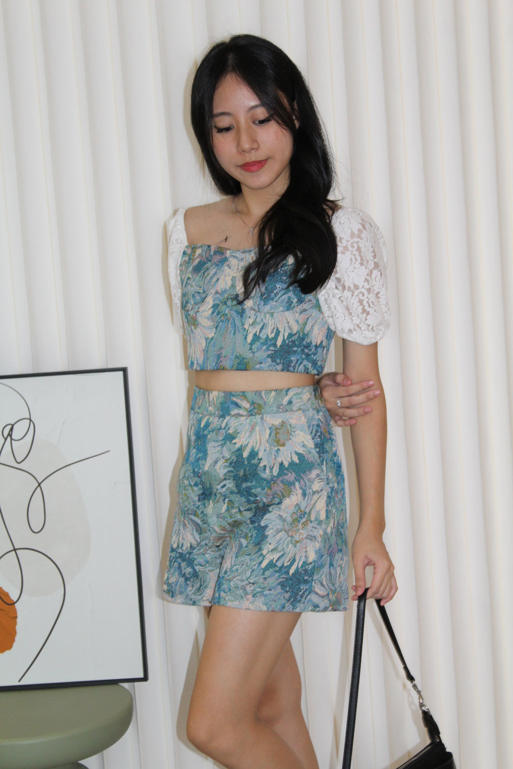 Luca Floral Two Piece Shorts Set (Dark Blue)