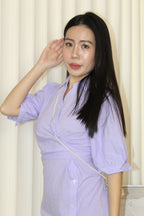 Elsa Checked Collared Mini Dress (Lilac)