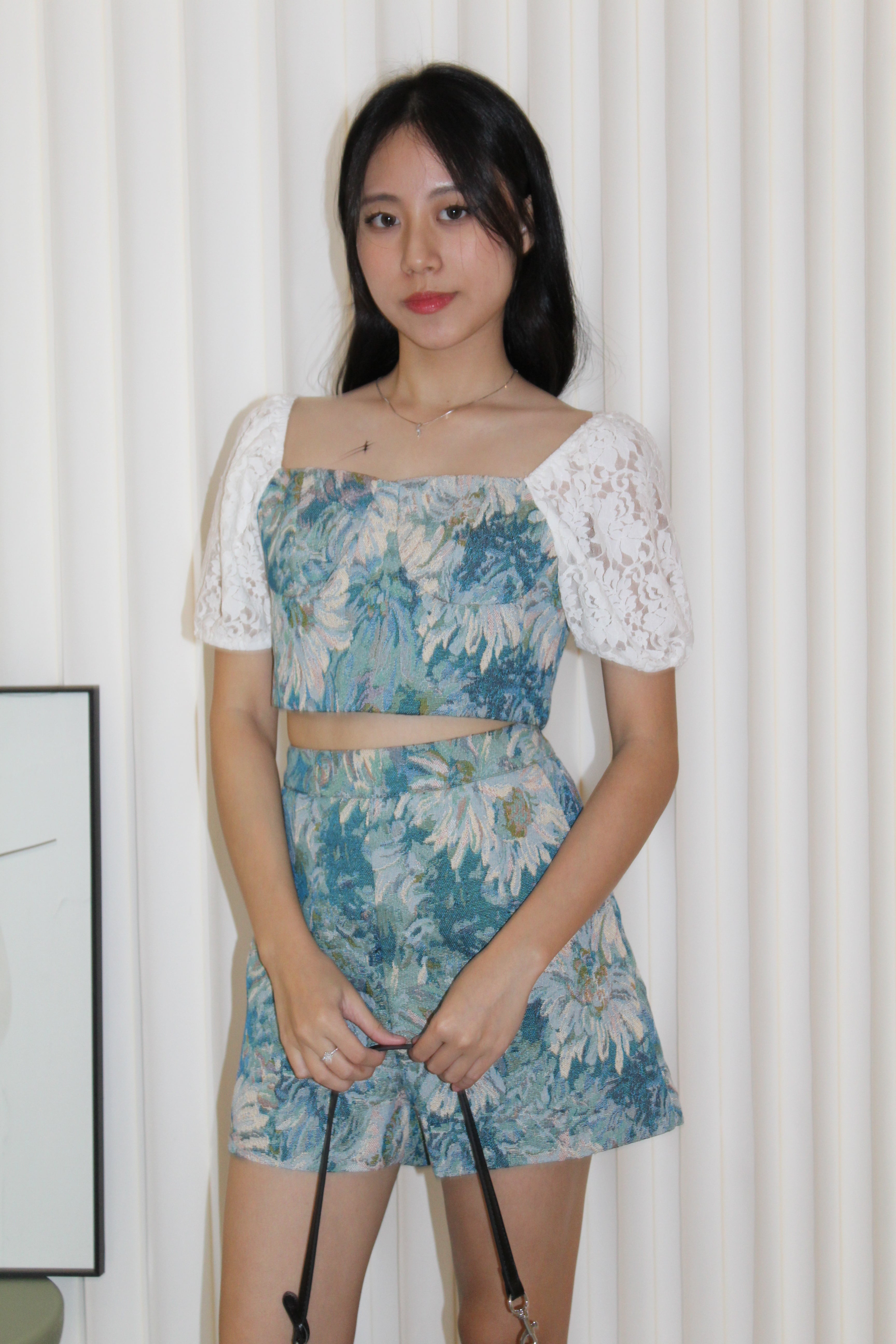 Luca Floral Two Piece Shorts Set (Dark Blue)