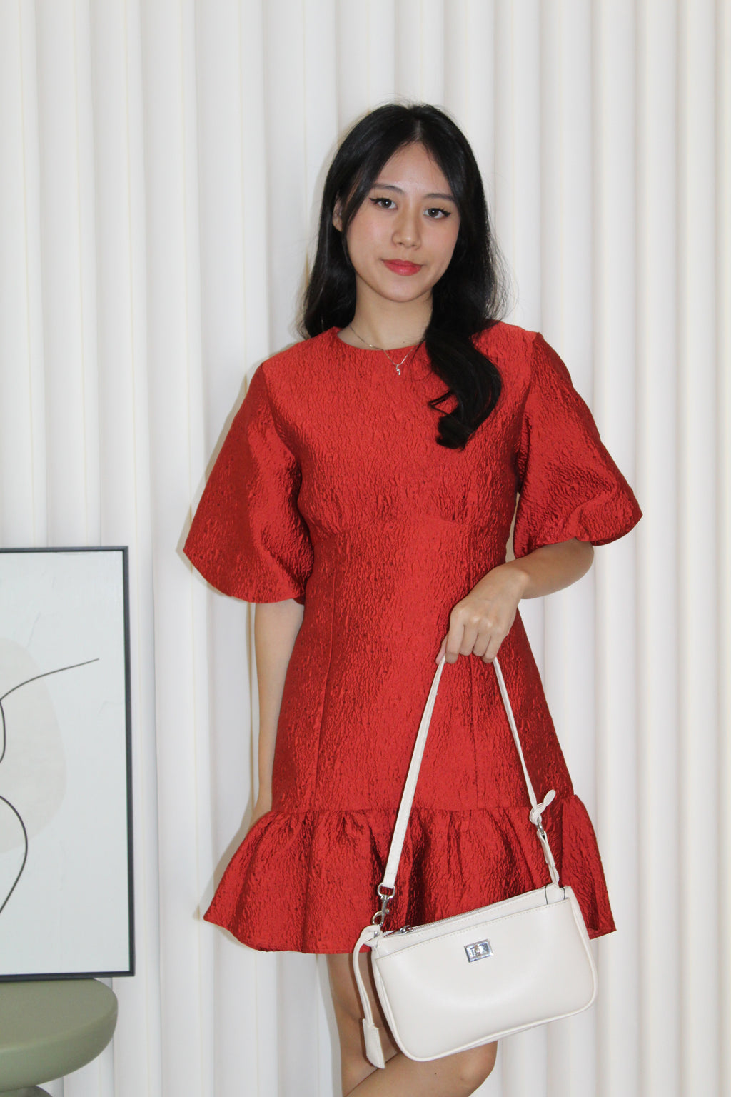 Julia Puffy Mini Dress (Red)