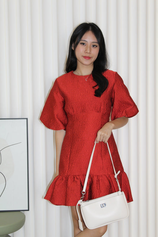 Julia Puffy Mini Dress (Red)