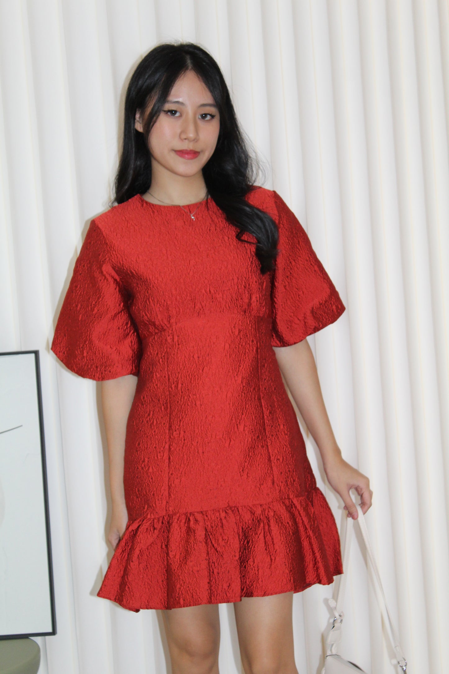 Julia Puffy Mini Dress (Red)